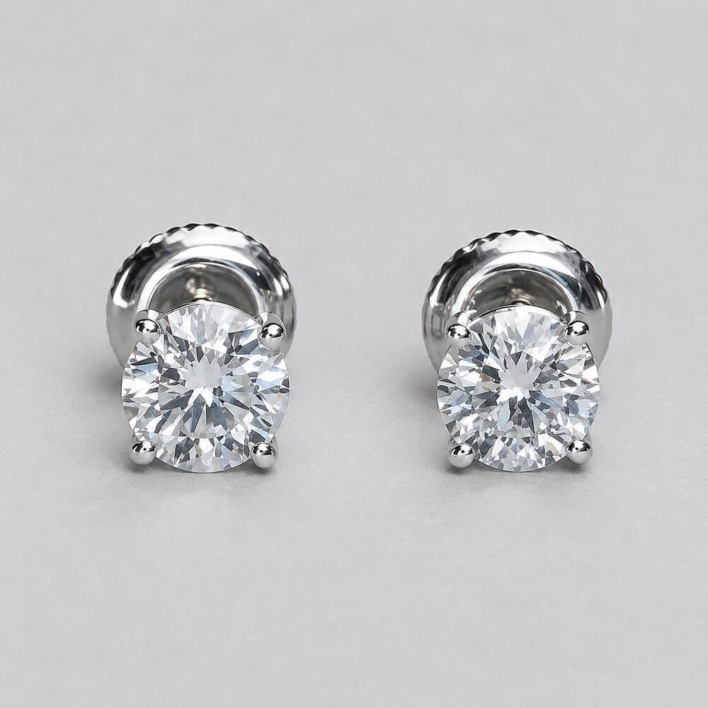 Diamond Stud Earrings 1.10ct 14K White Gold IGI Certified